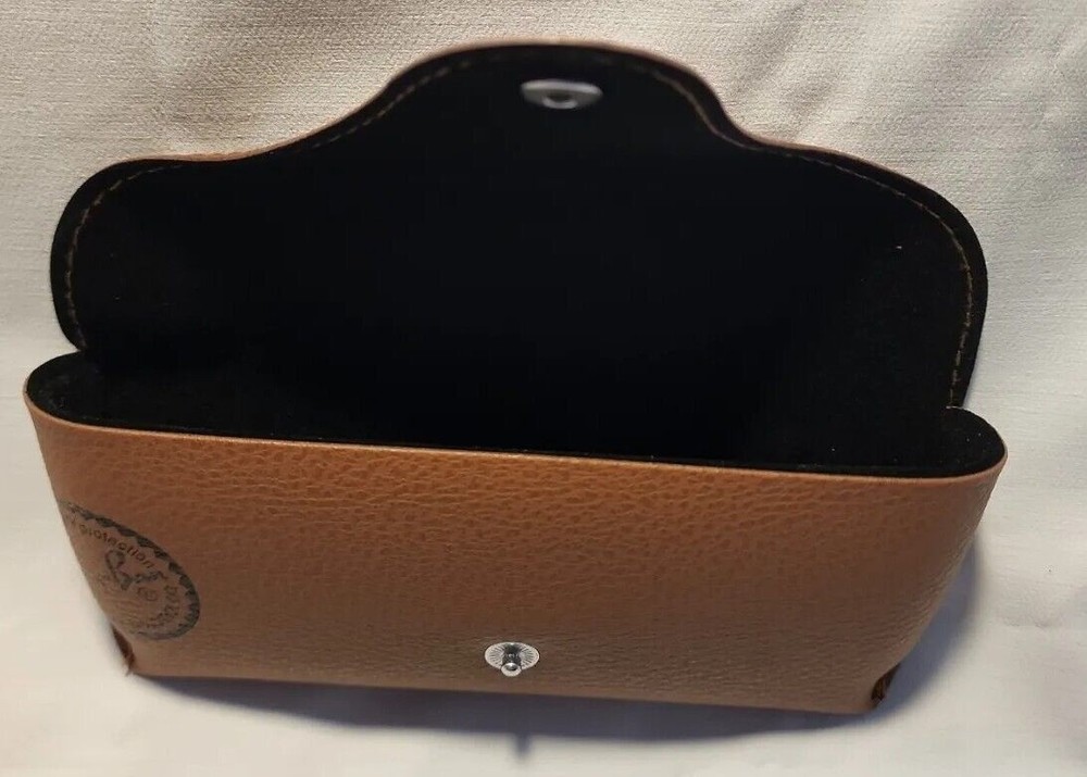 Rayban Sunglasses Eyeglasses Soft Leather Brown Case w/ Cleaning Cloth - Picture 6 of 8